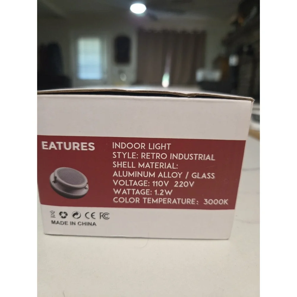 Set Of 3 Retro Industrial Aluminum/Glass 120v Energy Saving Puck Light